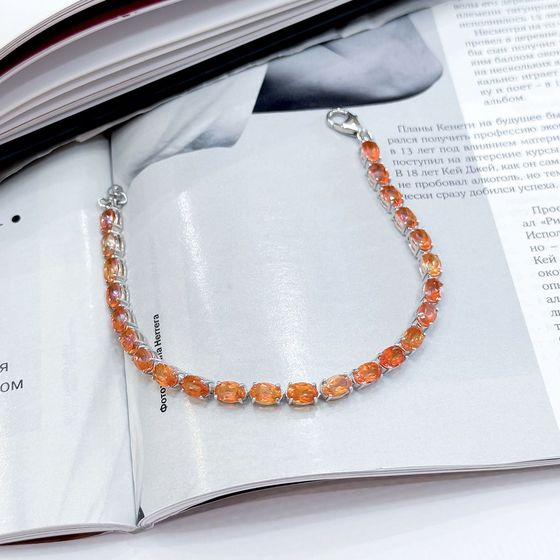 Серебряный браслет с золотим кварцем