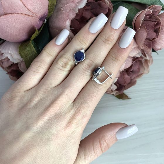 Серебряные серьги с сапфиром 5.05ct