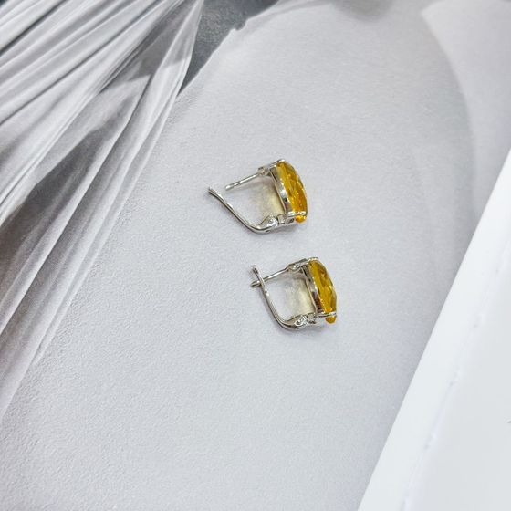 Серебряные серьги с цитрином nano 10.5ct