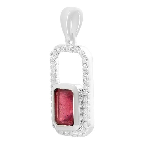 Серебряная подвеска с рубином 1.736ct, фианитами