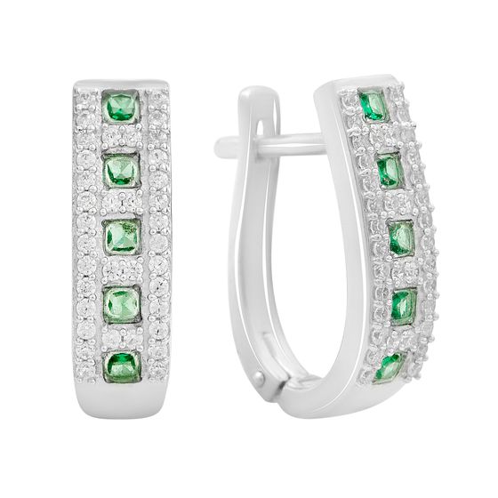 Серебряные серьги с изумрудом nano 1.102ct