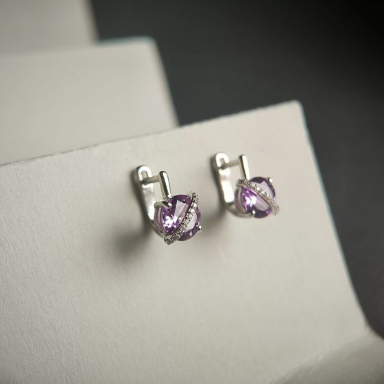 Серебряные серьги с александритом 4.881ct