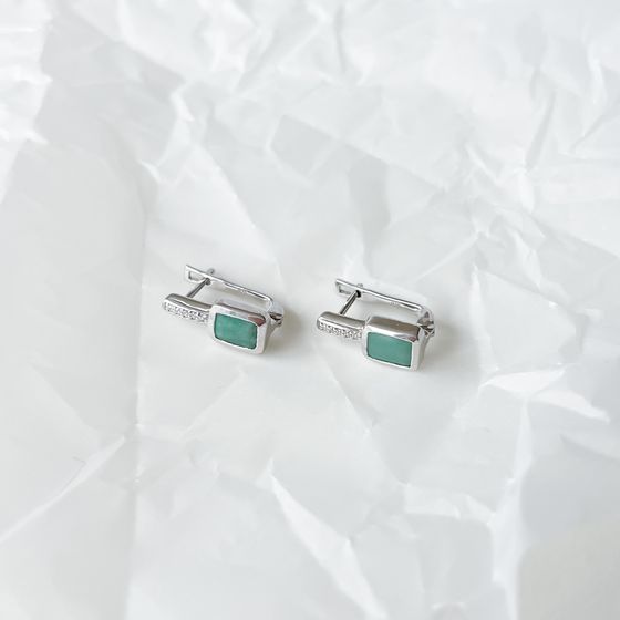 Серебряные серьги с изумрудом 1.984ct