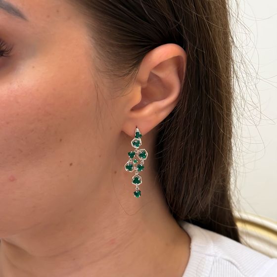 Серебряные серьги с изумрудом nano 3.452ct