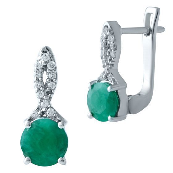 Серебряные серьги с изумрудом 1.692ct