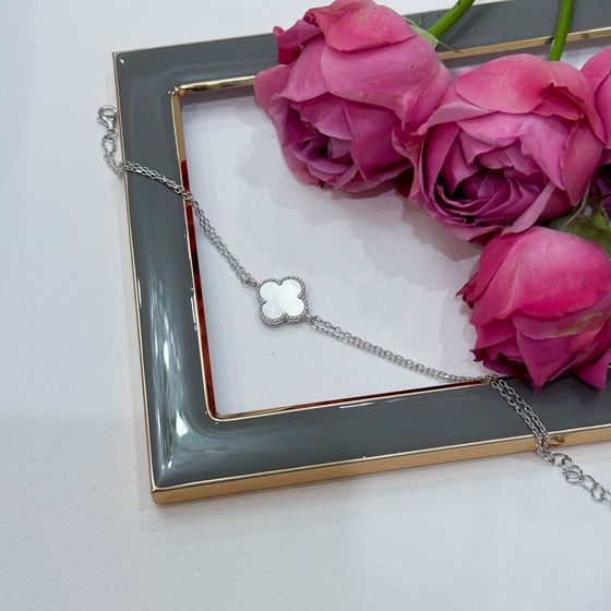 Серебряный браслет с ониксом, перламутром