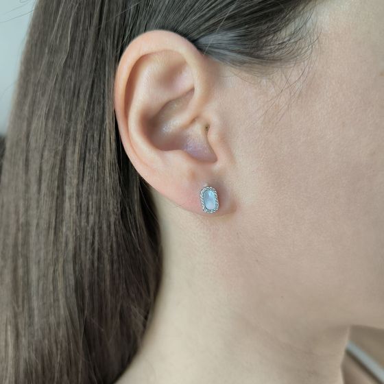 Серебряные серьги с перламутром, фианитами