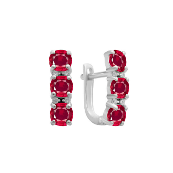 Серебряные серьги с рубином 2.321ct
