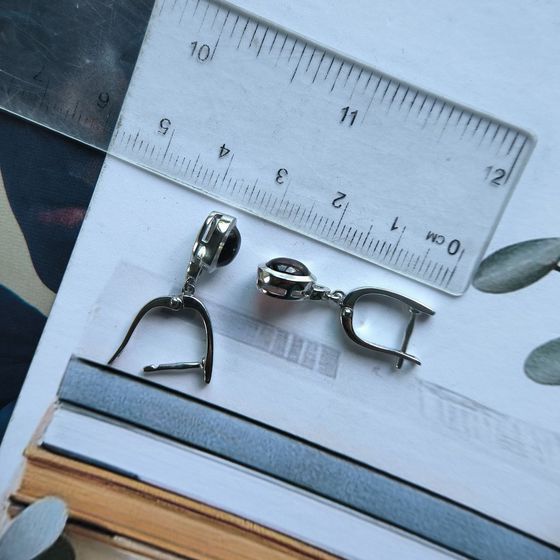 Серебряные серьги с гранатом nano