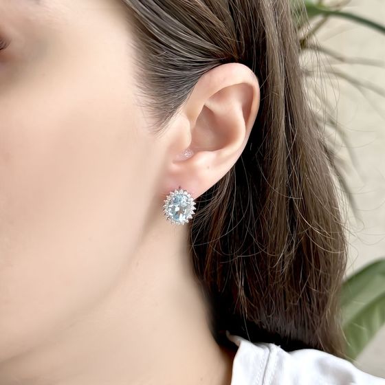 Серебряные серьги с топазом 6.53ct, фианитами