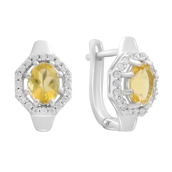 Серебряные серьги с цитрином nano 3.093ct