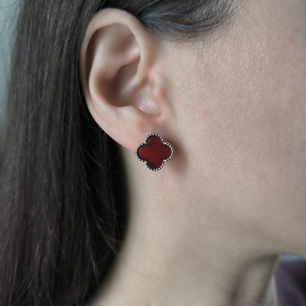 Серебряные серьги с агатом