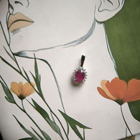 Серебряная подвеска с рубином 1.253ct