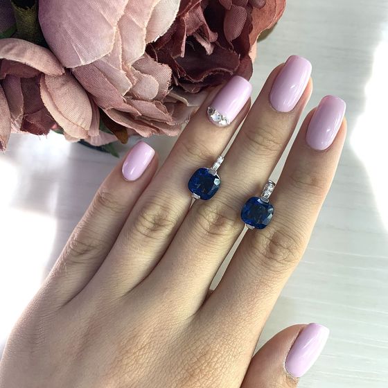 Серебряные серьги с топазом Лондон Блю 4.953ct