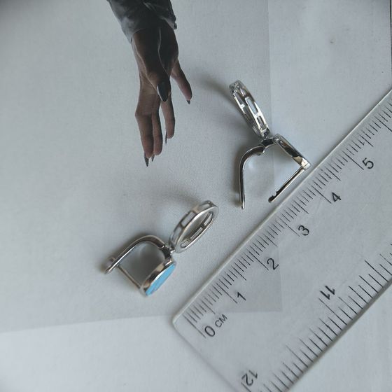 Серебряные серьги с бирюзой Серебряные серьги с бирюзой