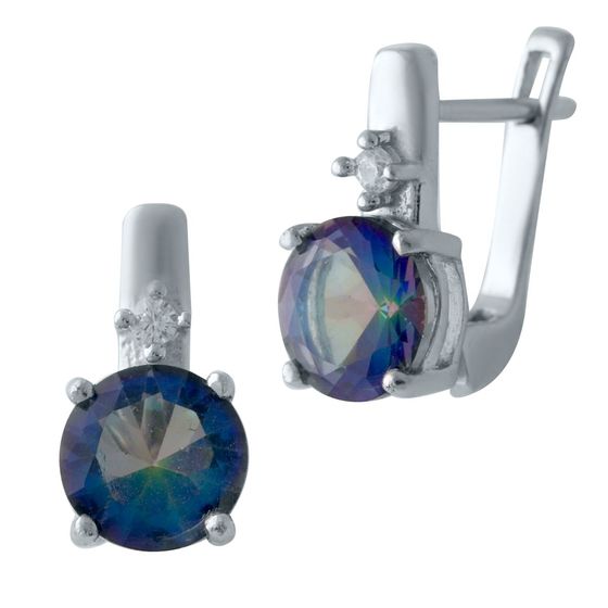 Серебряные серьги с мистик топазом 3.94ct
