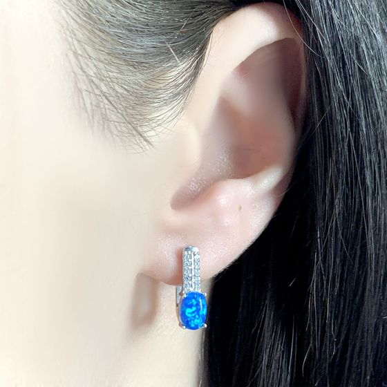 Серебряные серьги с опалом 0.875ct