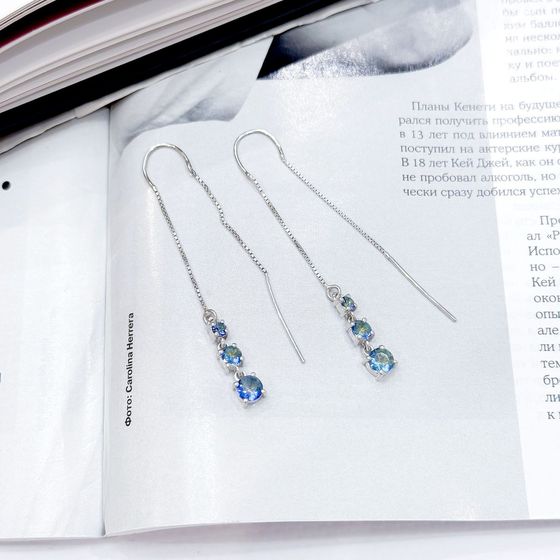 Серебряные серьги с мистик топазом 1.413ct