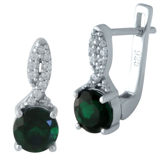 Серебряные серьги с изумрудом nano 1.559ct
