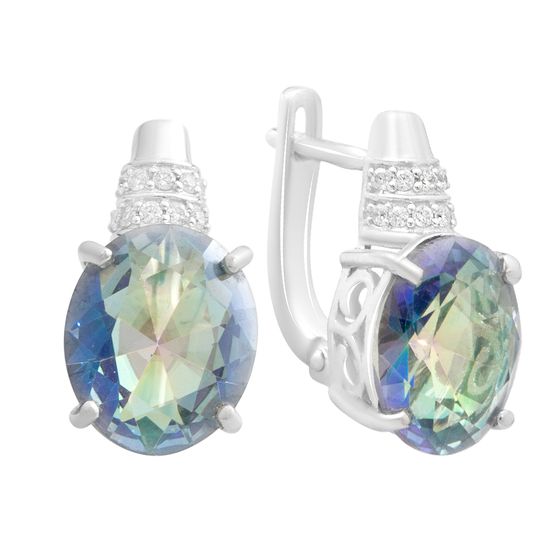 Серебряные серьги с мистик топазом 6.913ct