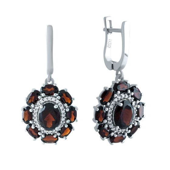 Серебряные серьги с гранатом 8.357ct