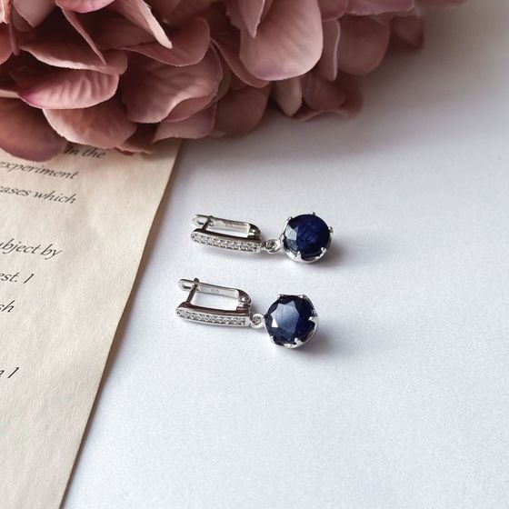 Серебряные серьги с сапфиром 8.185ct