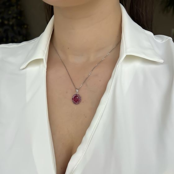 Серебряная подвеска с рубином 5.59ct