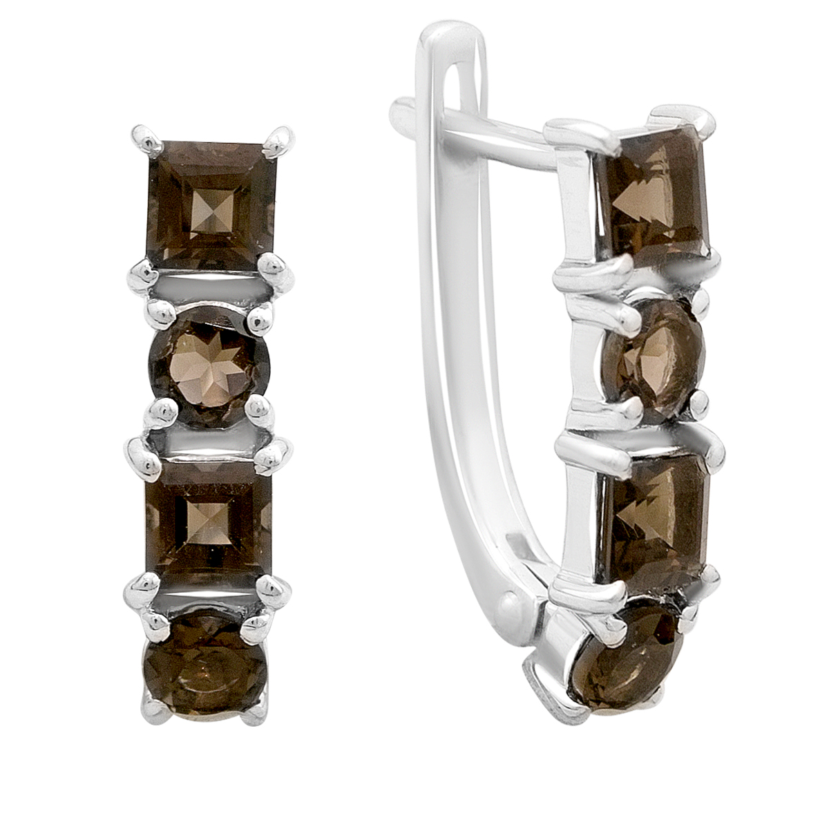 Серебряные серьги с раухтопазом (дымчатым кварцем) 2.26ct