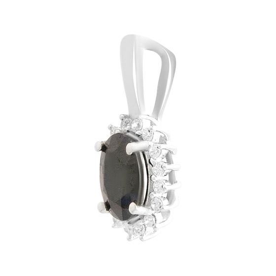 Серебряная подвеска с сапфиром 1.098ct, фианитами