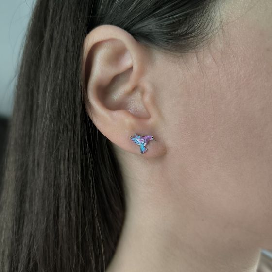 Серебряные серьги с емаллю