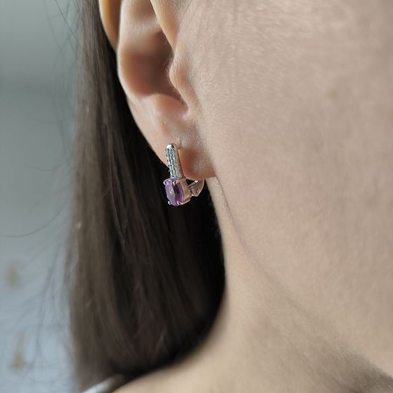 Серебряные серьги с александритом 2.55ct