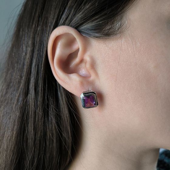 Серебряные серьги с александритом 7.658ct