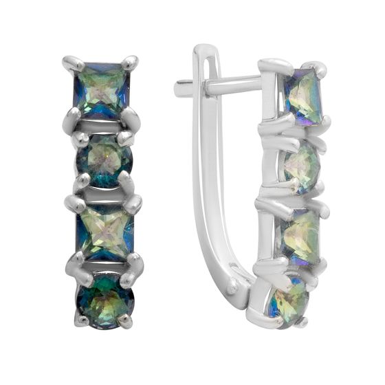 Серебряные серьги с мистик топазом 1.8ct