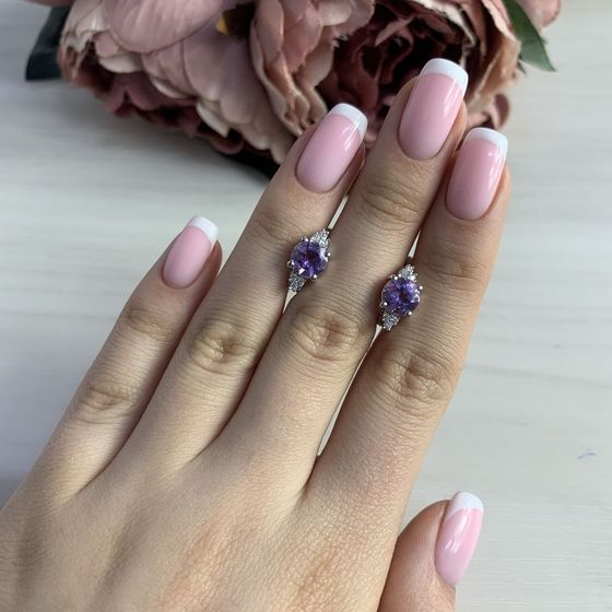 Серебряные серьги с аметистом 2.585ct