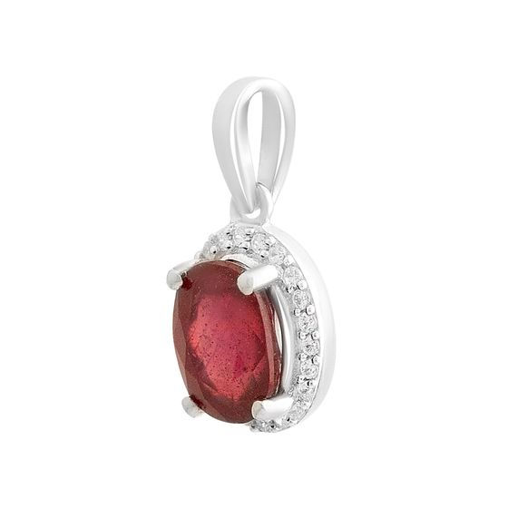 Серебряная подвеска с рубином 2.098ct, фианитами