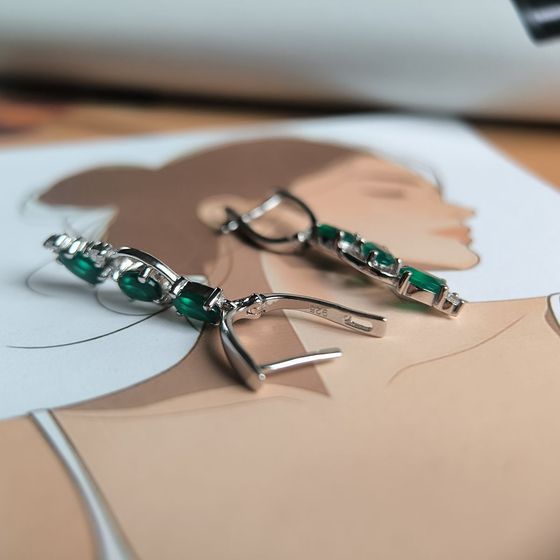 Серебряные серьги с агатом 2.76ct