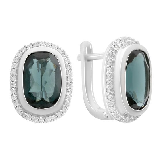 Серебряные серьги с топазом Лондон Блю 7.078ct