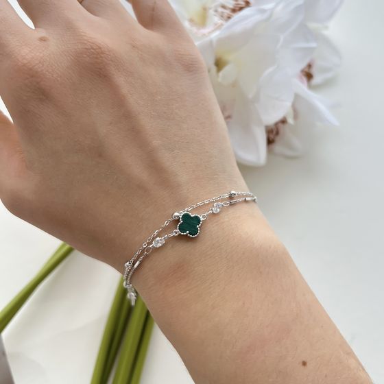 Серебряный браслет с малахитом