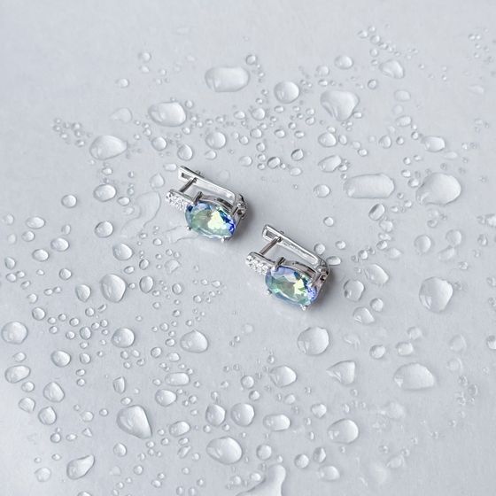 Серебряные серьги с мистик топазом 3.817ct