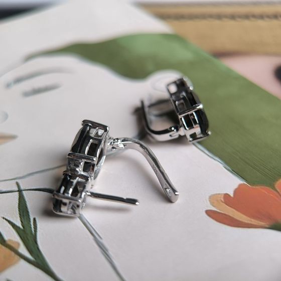 Серебряные серьги с раухтопазом (дымчатым кварцем) 12.581ct, фианитами