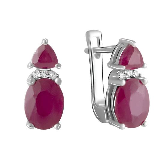 Серебряные серьги с рубином 4.274ct