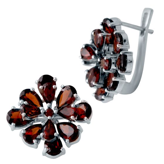 Серебряные серьги с гранатом 10.083ct
