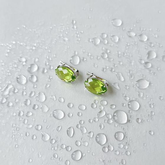 Серебряные серьги с хризолітом 12.175ct