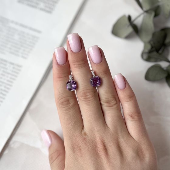 Серебряные серьги с александритом