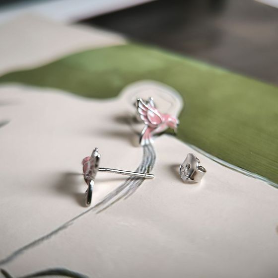 Серебряные серьги с емаллю