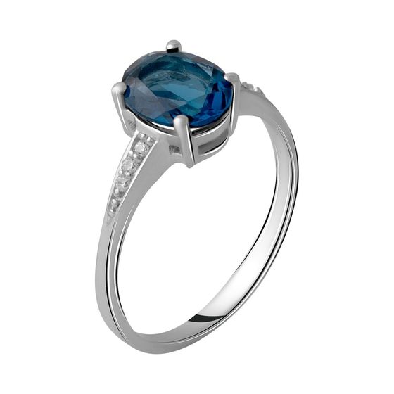 Серебряное кольцо с топазом Лондон Блю 2.02ct
