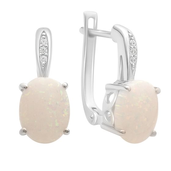 Серебряные серьги с опалом 2.59ct, фианитами