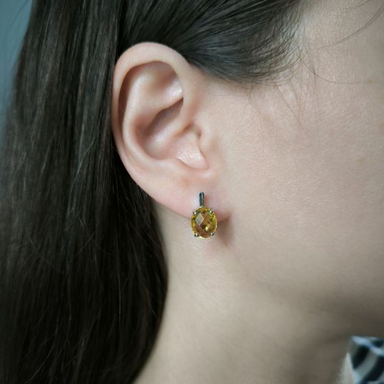 Серебряные серьги с цитрином nano 4.979ct