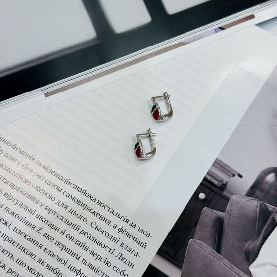 Серебряные серьги с емаллю