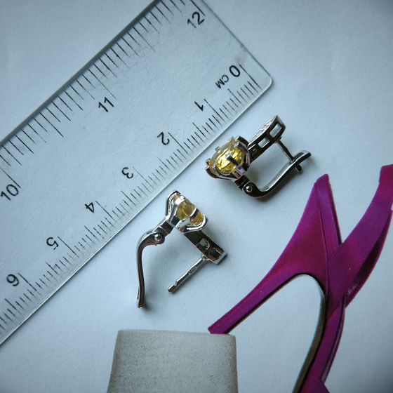 Серебряные серьги с цитрином nano 3.142ct